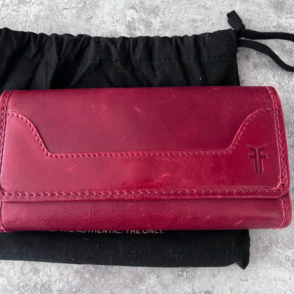 Frye Red Leather Wallet Classic Design